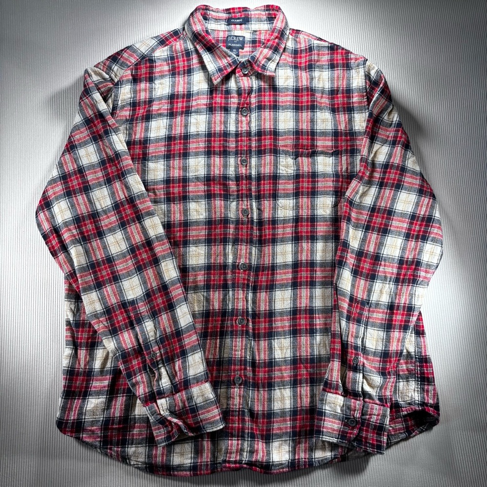 J. Crew Red and Blue Plaid Flannel Casual Shirt Lumberjack, Hiking, Outdoors